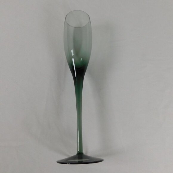 Sasaki Hampton Smoke Crystal Champagne Flute 10 1/2 in tall Smooth Stem - Picture 5 of 8